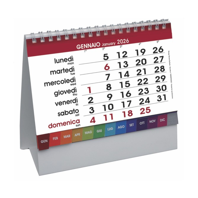 Calendario da tavolo 2026 triangolare mensile 12mesi multicolor base bianca 16x14cm spiralato 2pz 1