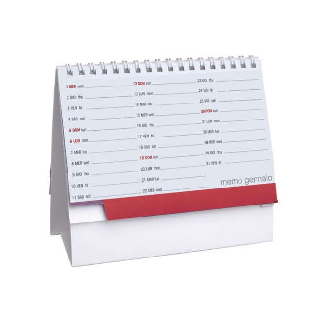 Calendario da tavolo 2026 triangolare mensile 12mesi multicolor base bianca 16x14cm spiralato 2pz 3