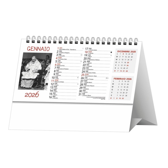 Calendario da tavolo 2026 triangolare mensile PADRE PIO 12 mesi - 19x14,5 cm spiralato 2pz 1