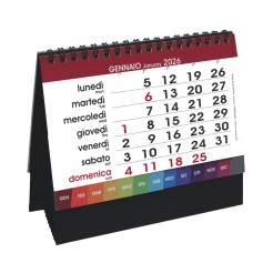 Calendario da tavolo 2026 triangolare mensile 12mesi multicolor base nera 16x14cm spiralato 2pz 1
