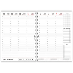 Agenda Settimanale 2026 A5, Planner Verticale con Spirale, Formato 15x21cm, Note e Progetti, Copertina Plastificata 6