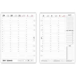 Ricambio Agenda Settimanale Verticale 2026, Formato A5 15x21cm, 6 Fori, Carta 90gr, Organizer con Note e Progetti 5