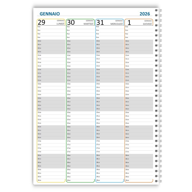 Agenda Settimanale 2026, A4 21x30cm, Spiralata con Intervalli 15 Minuti, Sabato e Domenica Separati, Copertina Plastificata 4