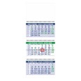 Calendario da muro 2026 trittico mensile 12x3mesi verde blu 32x80cm spiralato 1