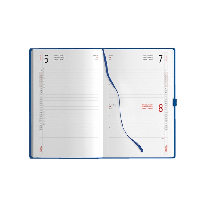 Agenda giornaliera 2026 tessuto - chiusura elastico 15x21cm A5 porta penna multilingua 8