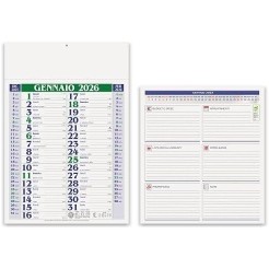 Calendario da muro 2026 olandese note sul retro mensile 12mesi vari colori 30x42cm A3 microperforato 2pz 1 2