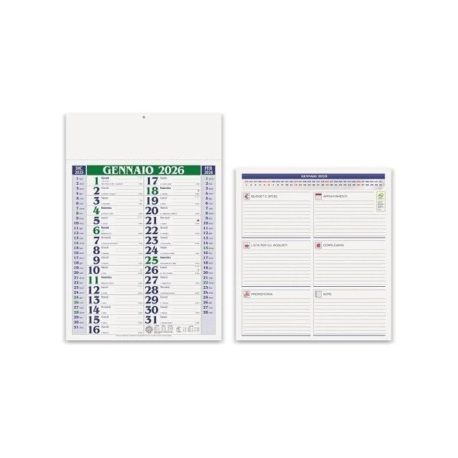 Calendario da muro 2026 olandese note sul retro mensile 12mesi vari colori 30x42cm A3 microperforato 2pz 3