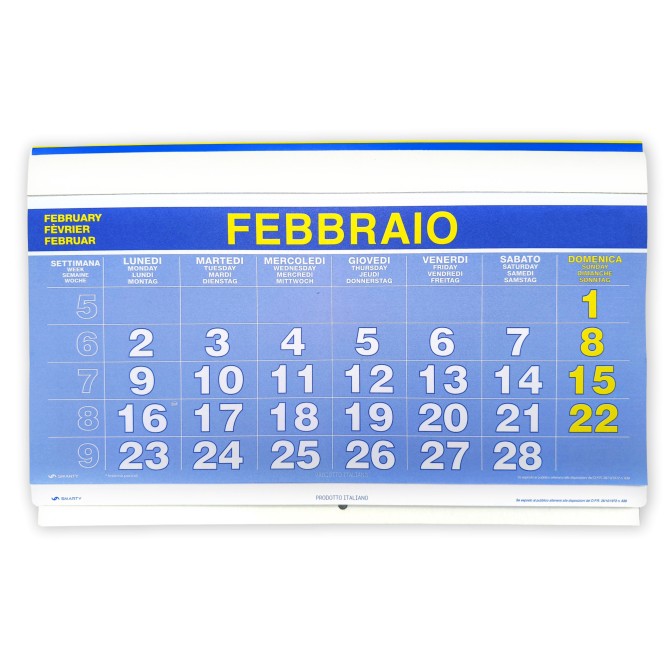Calendario da Muro 2026 Trittico Mensile, Giallo Fluo e Blu, 32x80 cm, 3 Mesi a Vista, Microperforato con Cursore Rosso 3