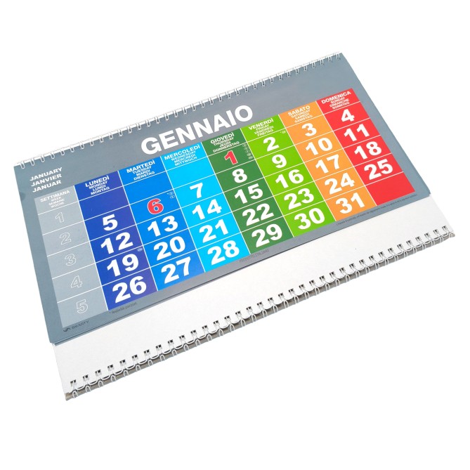 Calendario da muro 2026 trittico mensile 12x3mesi grigio multicolor 32x80cm spiralato 3