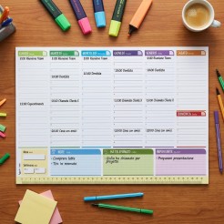 Planning da tavolo A3 perpetuo 7COLORS 43x31 BILINGUE (55 fogli) agenda da tavolo senza data 1 2