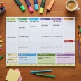 Planning da tavolo A3 perpetuo 7COLORS 43x31 BILINGUE (55 fogli) agenda da tavolo senza data 7