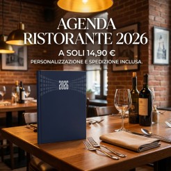 Agenda giornaliera ristorante PERSONALIZZATA 2026 BLU - 21x30cm A4 multilingua 3
