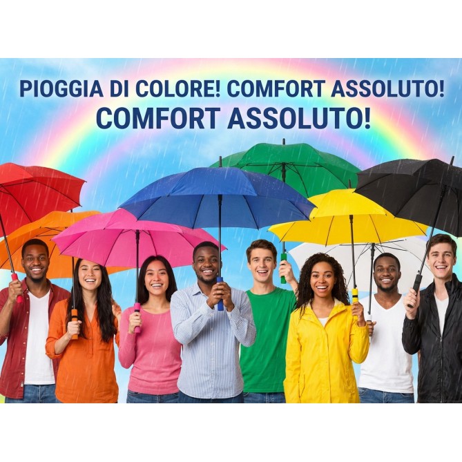 Ombrello Automatico Con Asta In Alluminio. Manico Dritto Con Impugnatura In Eva 9