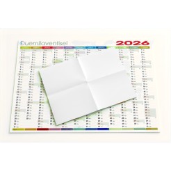 Calendario da muro 2026 annuale PIEGATO 365 giorni multicolor 87x62cm unico foglio 4