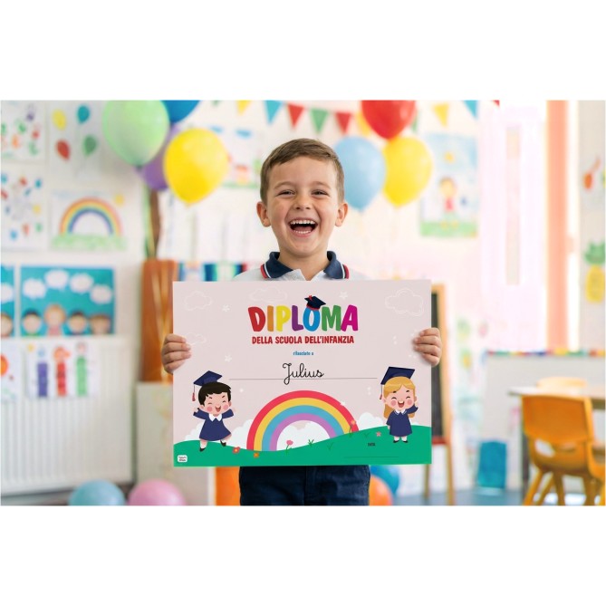 Diploma della scuola dell'infanzia A4 - in cartoncino decorativo festoso 21x29,7 cm 1