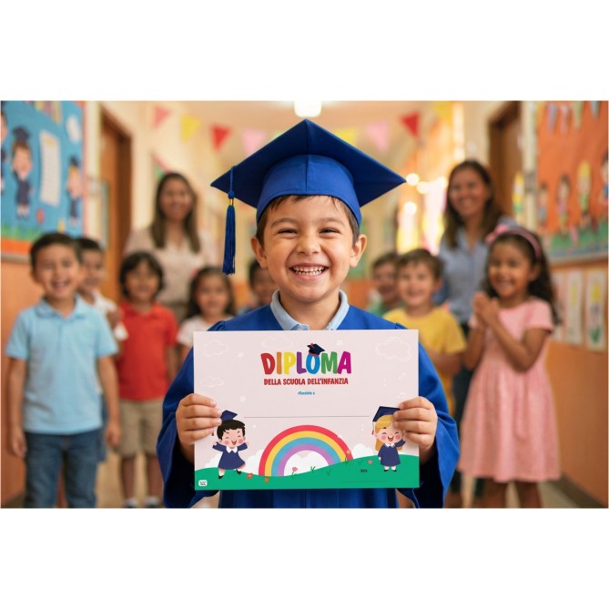 Diploma della scuola dell'infanzia A4 - in cartoncino decorativo festoso 21x29,7 cm 2