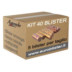 Kit 40 Blister Portamonete Euro, 5 Blister per Taglio, Plastica Trasparente con Fasce Colorate, 40 Pezzi Assortiti 1 2