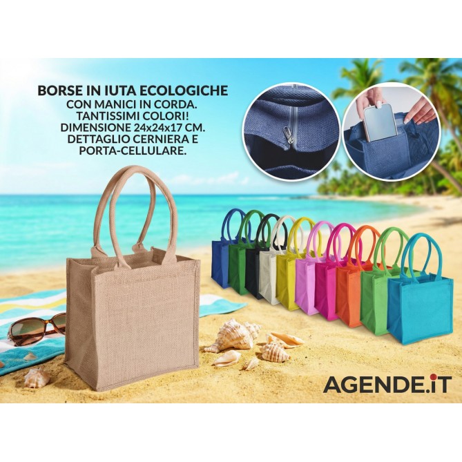 Borsa Mare GELSO In Juta con manico - Cm 24x24x17 9