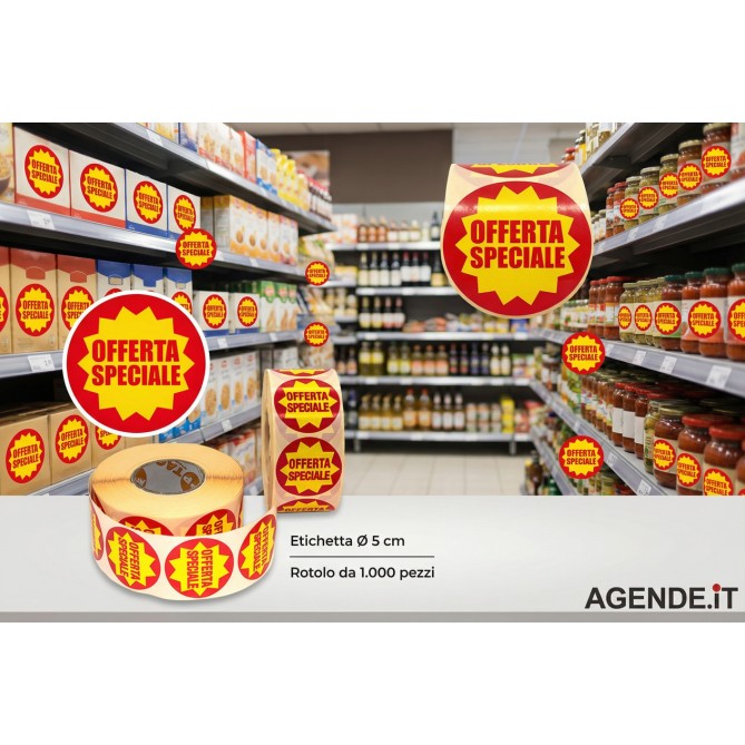Etichette Adesive Offerta Speciale, Rosso e Giallo, 2.000 Etichette, 2 Rotoli, Adesivi Promozionali per Negozi 5