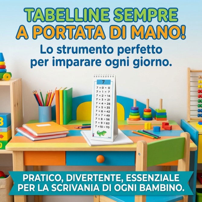 Tabelline Per Bambini Con Base In Cartoncino 21x7cm Da Numero 1 A 12 5