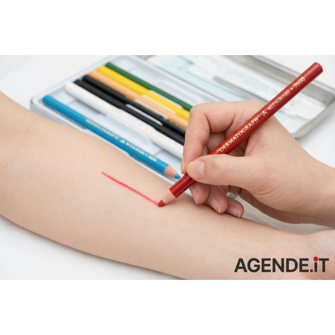 Dermatograph Matita Dermatografica 7600, Mina 4.4mm, per Pelle Tessuti Vetro Plastica Ceramica, Rosso, 18cm 3