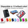 Porta Carte di Credito in Ecopelle con chiusura a Bottone, 12 Tasche, colori vivaci 13