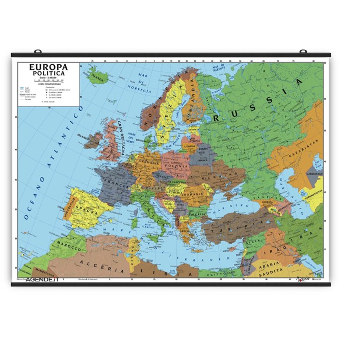 Carta Geografica Murale Europa 100x140 Scolastica Bifacciale Fisica E Politica 1 3.500.000 3