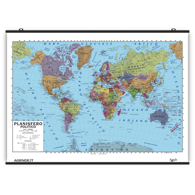 Carta Geografica Murale Planisfero Mondo 100x140 Scolastica Bifacciale Fisica E Politica 1 30.000.000 5