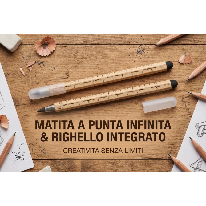 Matita Infinita con touch e righello, Set di 2 pezzi, Non Richiede Temperino, 14,8 cm 3