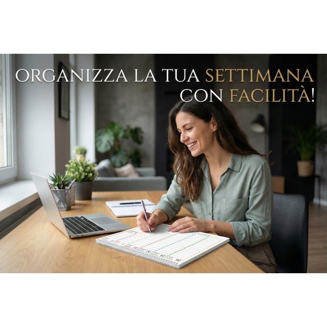 Planning Settimanale 2027 Spiralato, A4 21x30cm, 55 Fogli, Orario con Righe Bianche e Grigie 6