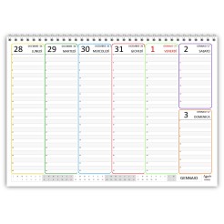 Planning Settimanale 2027 Spiralato, A4 21x30cm, 55 Fogli, Orario con Righe Bianche e Grigie 7