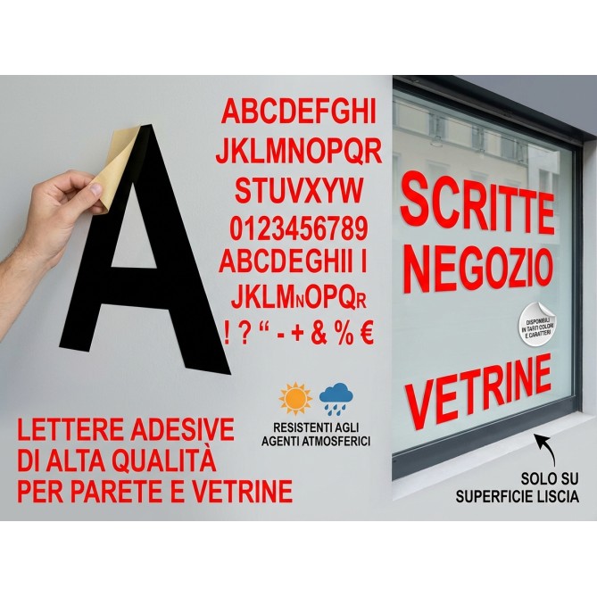 Lettere e Numeri Adesivi in Plastica Lucida CLASSIC ,20 cm Altezza, per Vetrine e Pareti, Resistenti Agenti Atmosferici, 5 Pez 5