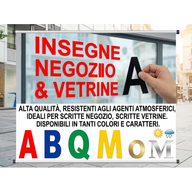 Lettere e Numeri Adesivi in Plastica Lucida CLASSIC ,20 cm Altezza, per Vetrine e Pareti, Resistenti Agenti Atmosferici, 5 Pe 10