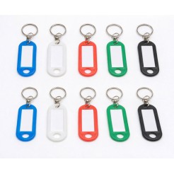 Portachiavi con Targhetta Portanome, Anello Girevole in Acciaio Inox, Plastica Morbida PVC, 5 Colori Assortiti, 5x2 cm 1