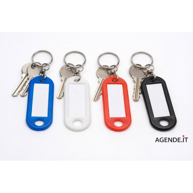 Portachiavi con Targhetta Portanome, Anello Girevole in Acciaio Inox, Plastica Morbida PVC, 5 Colori Assortiti, 5x2 cm 2