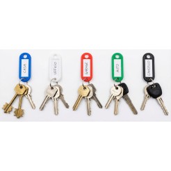 Portachiavi con Targhetta Portanome, 10 Pezzi, Anello Girevole in Acciaio Inox, Plastica Morbida PVC, 5 Colori Assortiti, 5x2  1 2
