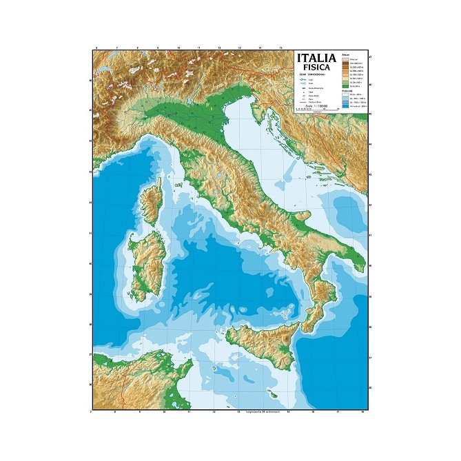 Carta Geografica Murale Italia VUOTA SCRIVIBILE e CANCELLABILE 100x140 Scolastica Bifacciale Fisica E Politica 5