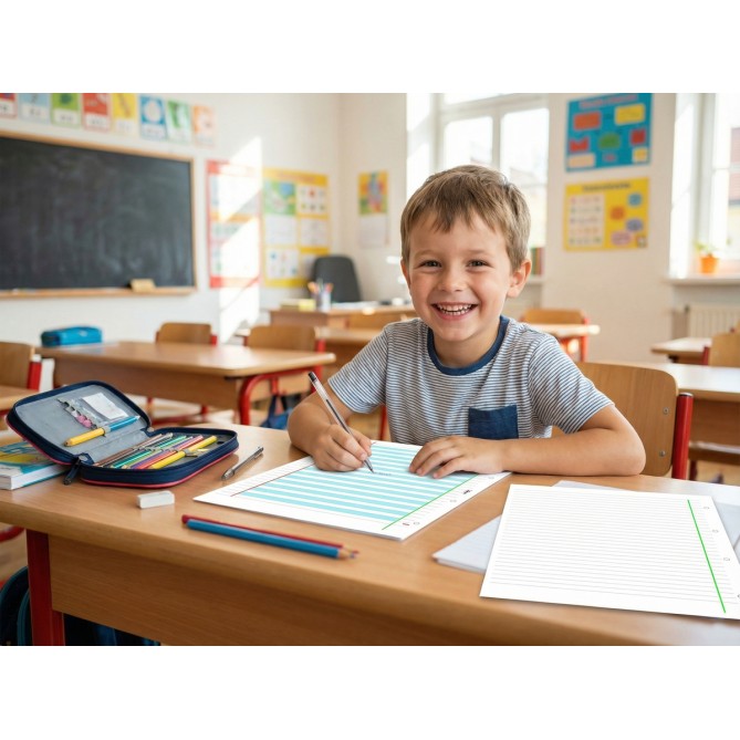 Ricambi Didattici Facilitati per Dislessia e Disgrafia, 1 RIGO, A4 con 4 Fori, 40 Fogli da 100gr RINFORZATI, 4a e 5a El 7