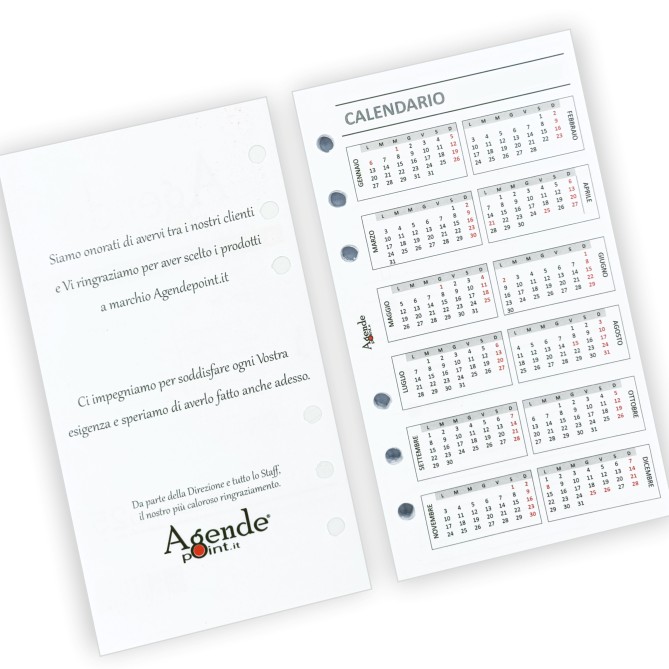 Ricambio Agenda Organizer Settimanale 2027, Bilingue, 9,5x17cm, 90gr, Bianco, 2 Pagine per Settimana 6