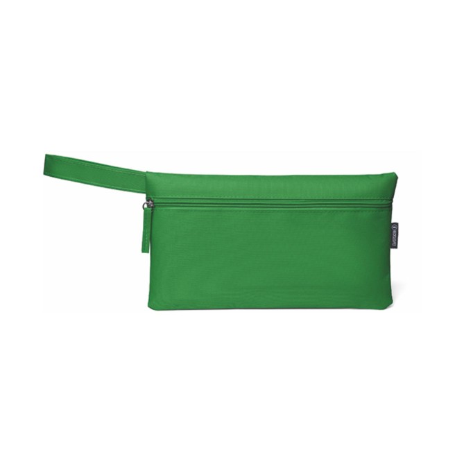 Borsetta pochette in tessuto RPET 600D - con cerniera e manico - cm 46 x 43 x 21 - 12