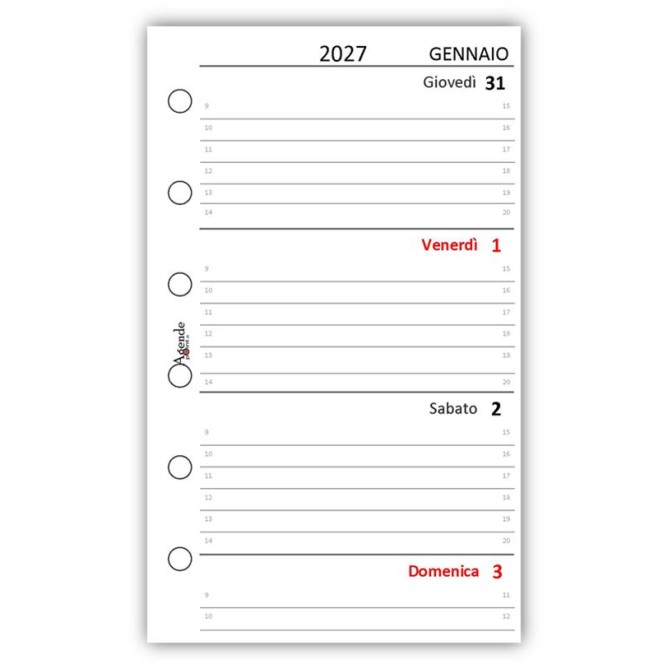 Ricambio Agenda Organizer Settimanale 2027, 7x12cm, 90gr, Bianco 3