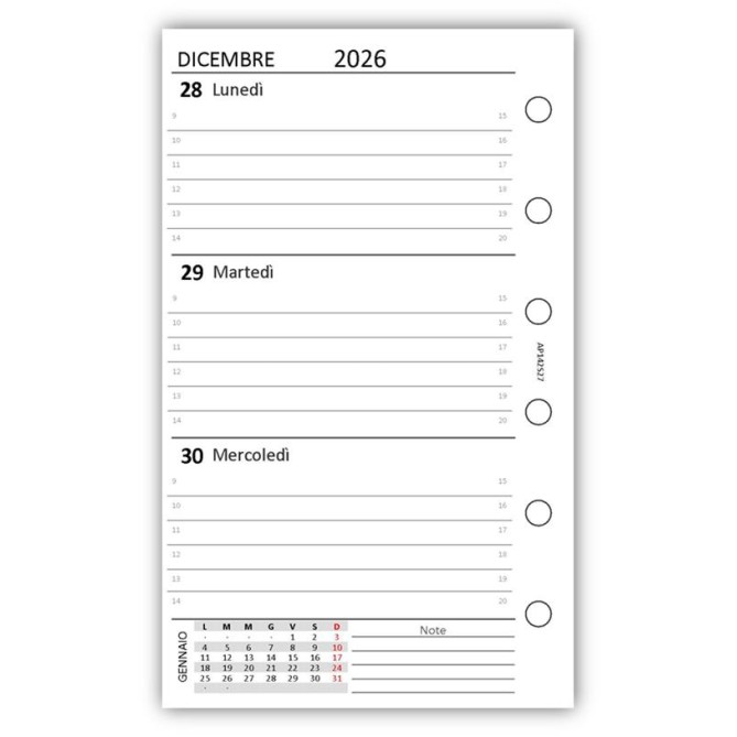 Ricambio Agenda Organizer Settimanale 2027, 7x12cm, 90gr, Bianco 4