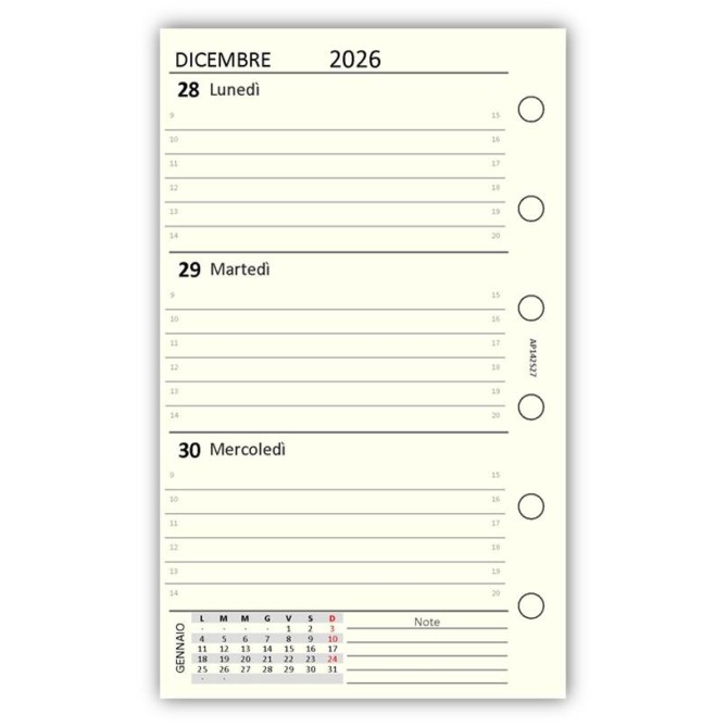 Ricambio Agenda Organizer Settimanale 2027, 7x12cm, 80gr, Avorio 2