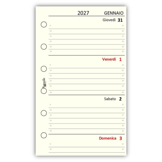 Ricambio Agenda Organizer Settimanale 2027, 7x12cm, 80gr, Avorio 3