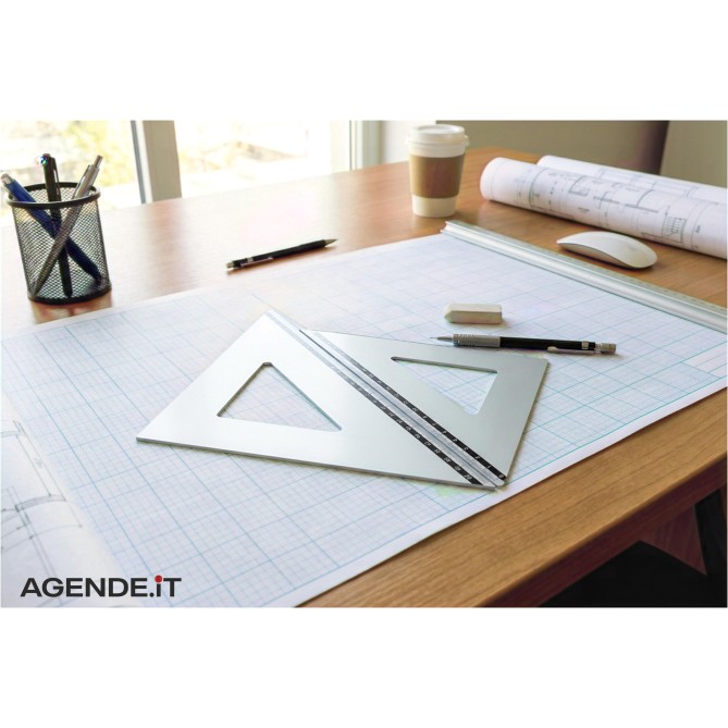 Set Di 2 Squadrette Professionali In Alluminio 25cm Coppia Squadre Disegno Alluminio Da 60° E 45° Gradi, 5