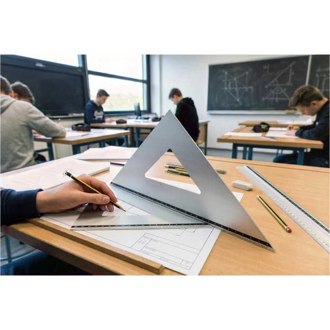 Set Di 2 Squadrette Professionali In Alluminio 35cm Coppia Squadre Disegno Alluminio Da 60° E 45° Gradi, 6