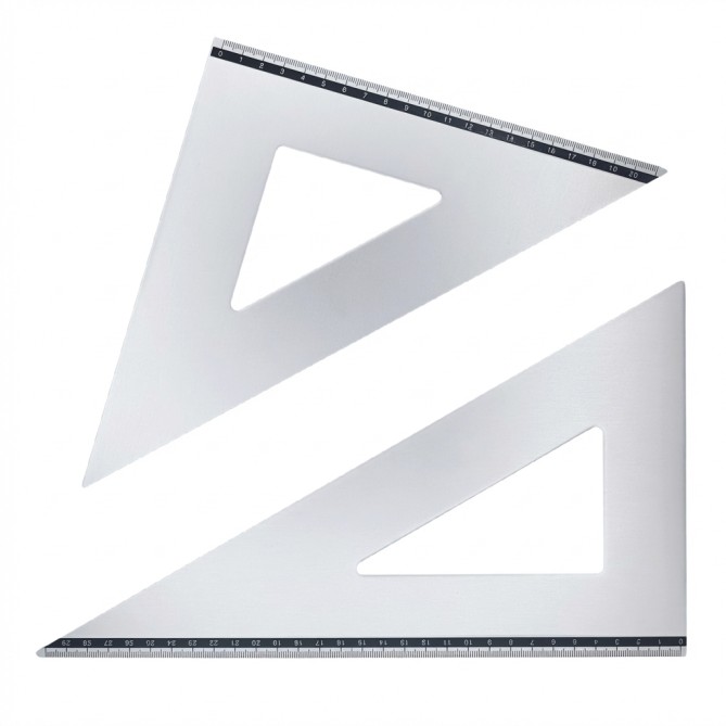 Set Di 2 Squadrette Professionali In Alluminio 31cm Coppia Squadre Disegno Alluminio Da 60° E 45° Gradi, 8