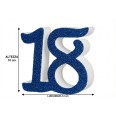 Numero 18 in 3D di Polistirolo con Glitter Blu, 10 cm Altezza, Decorazione per Compleanni e Torte 3