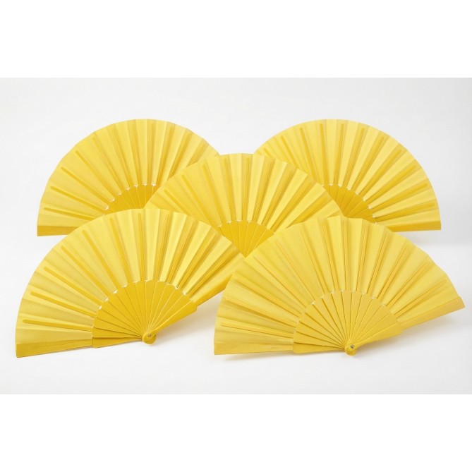 5 Pezzi - Ventaglio Con Stecche In Plastica E Tessuto In Poliestere 23cm 3