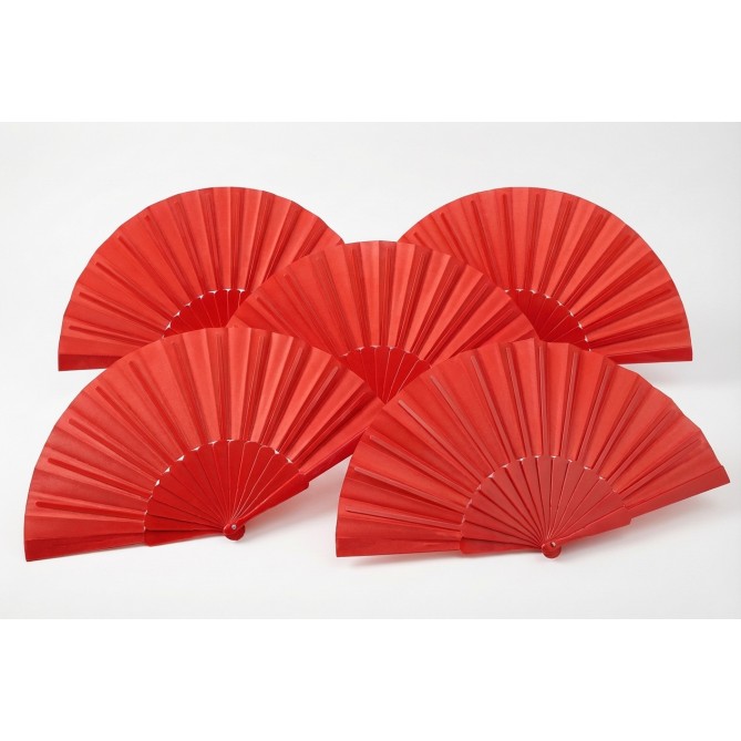 5 Pezzi - Ventaglio Con Stecche In Plastica E Tessuto In Poliestere 23cm 5